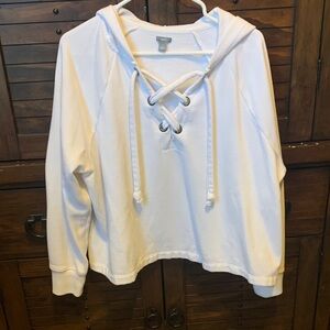 Aerie White Lace-Up Sweatshirt